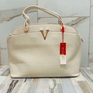 Elegant Cream Concorde Handbag pebbled  faux leather purse